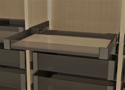 КОМПЛЕКТ Полка внутренняя выдвижная со стеклом 320 мм Конеро H 72 W 860-920 мм, шампань Kessebohmer | официальный магазин